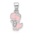 Sterling Silver RH-plated Pink Enamel & CZ Dinosaur Children's Pendant