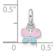 Sterling Silver Rhodium-plated Children's Small Enamel Butterfly Pendant