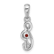 Sterling Silver Rhodium-plated Garnet and CZ Swirl Pendant - Birthstone Company