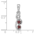Sterling Silver Rhodium-plated Garnet and CZ Swirl Pendant - Birthstone Company