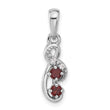 Sterling Silver Rhodium-plated Garnet and CZ Swirl Pendant - Birthstone Company