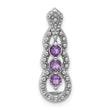 Sterling Silver Rhodium-plated Amethyst Chain Slide