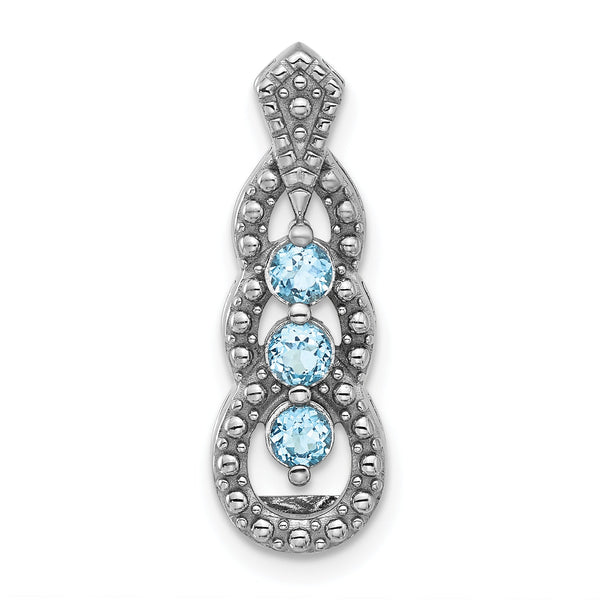 Sterling Silver Rhodium-plated Light Swiss Blue Topaz Chain Slide