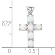 Sterling Silver Flash Platinum-plated Created Opal Cross Pendant