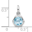 Sterling Silver Rh-plated Polished Solitaire Sky Blue Topaz Charm Pendant