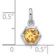Sterling Silver Rhodium-plated Polished Solitaire Citrine Charm Pendant