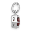 Sterling Silver Rhodium-plated Polished Solitaire Garnet Charm Pendant - Birthstone Company