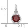 Sterling Silver Rhodium-plated Polished Solitaire Garnet Charm Pendant - Birthstone Company