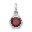 Sterling Silver Rhodium-plated Polished Solitaire Garnet Charm Pendant - Birthstone Company