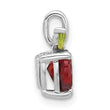 Sterling Silver Rhodium-plated Garnet and Peridot Apple Pendant - Birthstone Company