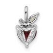 Sterling Silver Rhodium-plated Garnet and Peridot Apple Pendant - Birthstone Company