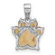Sterling Silver Rhodium-plated Polished Citrine Paw Pendant