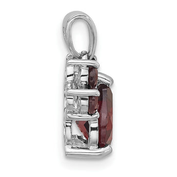 Sterling Silver Rhodium-plated Polished Garnet Paw Pendant - Birthstone Company