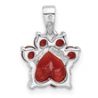 Sterling Silver Rhodium-plated Polished Garnet Paw Pendant - Birthstone Company