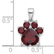 Sterling Silver Rhodium-plated Polished Garnet Paw Pendant - Birthstone Company