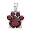 Sterling Silver Rhodium-plated Polished Garnet Paw Pendant - Birthstone Company