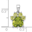 Sterling Silver Rhodium-plated Polished Peridot Paw Pendant