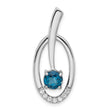 Sterling Silver Rhodium-plated London Blue Topaz and CZ Chain Slide