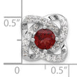 SS Rhodium-plated Polished Garnet and CZ Chain Slide Pendant