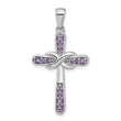 Sterling Silver Rhodium-plated Amethyst Infinity Cross Pendant