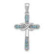 Sterling Silver Rhodium-plated London Blue Topaz Infinity Cross Pendant