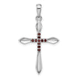 Sterling Silver Rhodium-plated Garnet Cross Pendant