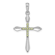 Sterling Silver Rhodium-plated Peridot Cross Pendant