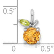 Sterling Silver Rhodium-plated Citrine and Peridot Orange Pendant