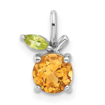 Sterling Silver Rhodium-plated Citrine and Peridot Orange Pendant