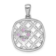 Sterling Silver Rhodium-plated Amethyst Basket Weave Design Pendant