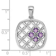 Sterling Silver Rhodium-plated Amethyst Basket Weave Design Pendant