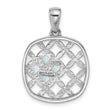 Sterling Silver Rhodium-plated Lt Swiss Blue Topaz Basket Weave Pendant