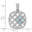Sterling Silver Rhodium-plated Lt Swiss Blue Topaz Basket Weave Pendant