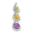 Sterling Silver Rhodium-plated Amethyst Citrine and Peridot Chain Slide
