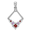 Sterling Silver Rhodium-plated Garnet and Amethyst Pendant