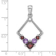 Sterling Silver Rhodium-plated Garnet and Amethyst Pendant