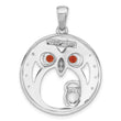 Sterling Silver Rhodium-plated Garnet and CZ Owls Pendant - Birthstone Company