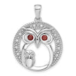 Sterling Silver Rhodium-plated Garnet and CZ Owls Pendant - Birthstone Company