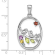 Sterling Silver Rhodium-plated Rainbow Multi Gemstone Bird Pendant