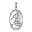 Sterling Silver Rhodium-plated Amethyst and Peridot Flower Pendant
