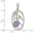 Sterling Silver Rhodium-plated Amethyst and Peridot Flower Pendant