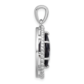 Cubic Oval Zirconia Pendant in Sterling Silver, 31mm