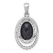 Cubic Oval Zirconia Pendant in Sterling Silver, 31mm