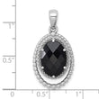 Cubic Oval Zirconia Pendant in Sterling Silver, 31mm