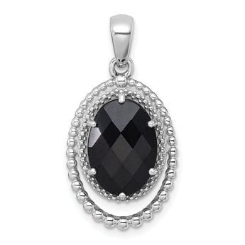 Cubic Oval Zirconia Pendant in Sterling Silver, 31mm