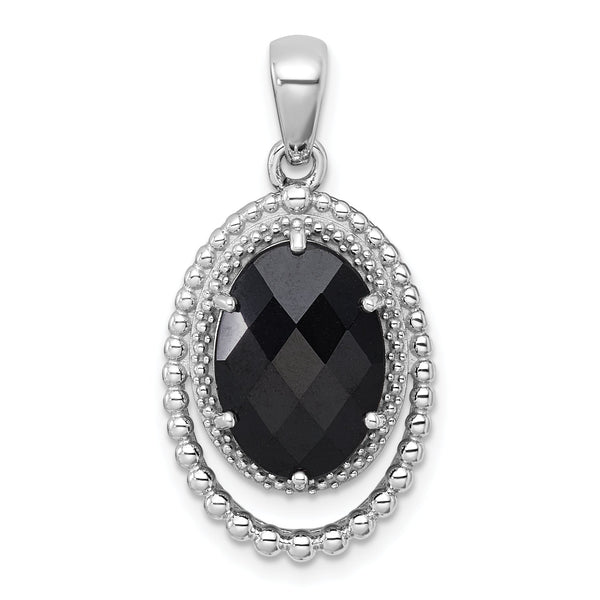 Cubic Oval Zirconia Pendant in Sterling Silver, 31mm