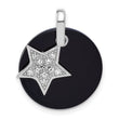 Onyx Circle & Cubic Zirconia Star Dangle Pendant in Sterling Silver, 24mm Moveable
