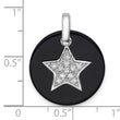 Onyx Circle & Cubic Zirconia Star Dangle Pendant in Sterling Silver, 24mm Moveable