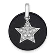 Onyx Circle & Cubic Zirconia Star Dangle Pendant in Sterling Silver, 24mm Moveable