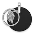 Onyx Circle & Cubic Zirconia Leaf Dangle Pendant in Sterling Silver, 24mm Moveable